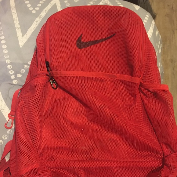 red nike mesh backpack